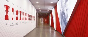 Le passage par le tunnel des joueurs au Stade Estadio Metropolitano de Madrid